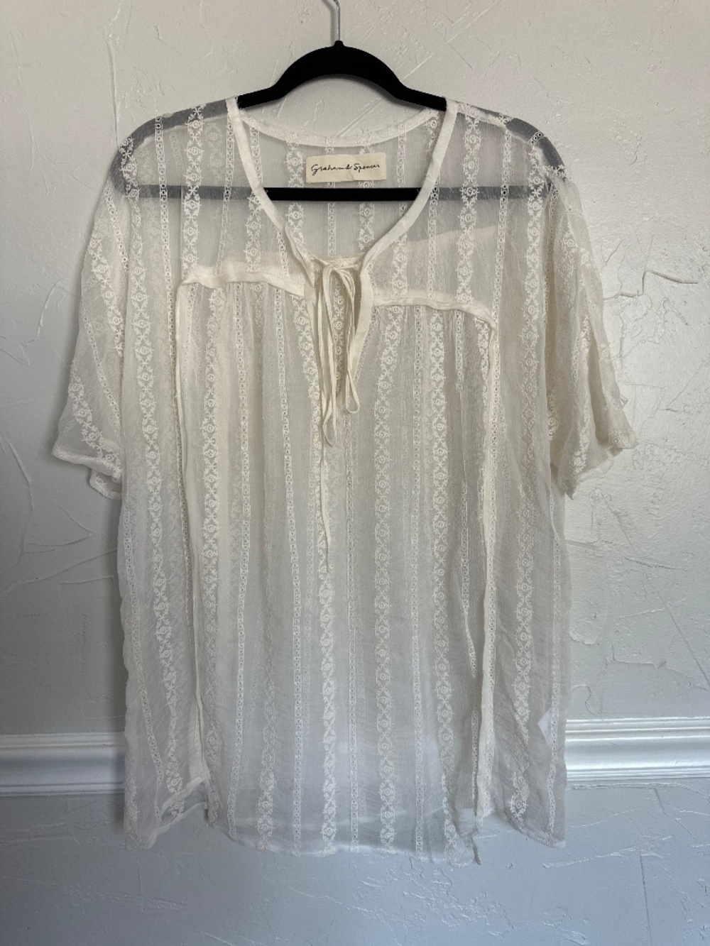 Graham & Spencer Silk Ivory Lacey Top M
